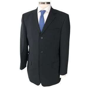 s.Oliver Blazer Mens 46 Black Lars Wool Blend Three Button Suit Jacket Hungary